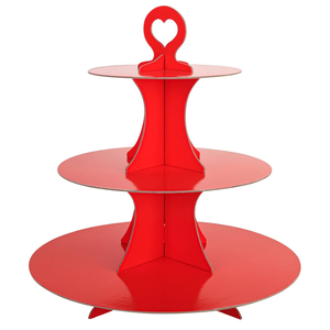 My Party Time 3-Tier Cardboard Green Cupcake Stand/Tower 1 Set (1, Red)