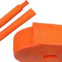 Heat Shrink Braided Sleeving, 10ft 2:1 Shrinkable Fabric Heat Shrink Tubing, Wear-Resistant Car Cable Wires Hoses Protection, Ideal Fit Irregular Shape Hose (Orange, 1/4")