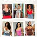 FeelinGirl Shapewear Bodysuits for Women Tummy Control Deep V Neck Body Suits with Built in Bra Tops, Black, Large