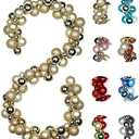 6 FEET Christmas Garland Balls Ornaments Xmas Hanging Glitter Decor for Indoor Outdoor Mantel Party Home Tree, Champagne Gold