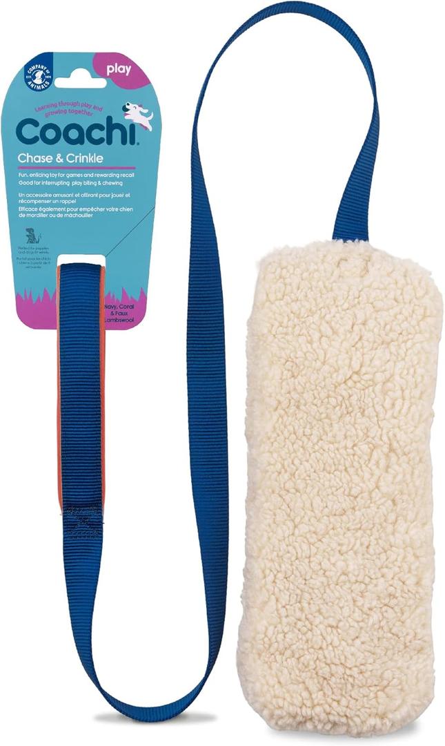 Coachi Chase & Crinkle - A Fun Enrichment Dog Toy for Chase & Play. Soft & Crinkly, Lightweight, Reward Training, Interrupting Biting & Chewing, Ideal for Agility and Suitable for Puppies