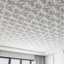 Art3d Decorative PVC Drop Ceiling Tile 2ft x 2ft in White,Glue up Ceiling Panel 24 x 24in.12pcs