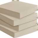 Outdoor Chair Cushions Set of 4: Waterproof & Fade Resistant Seat Cushion for Patio Furniture - 18.5 x 16 x 2 Inch Chair Pads with Ties and Hidden Zipper - Patio Chair Cushion Replacement, Beige