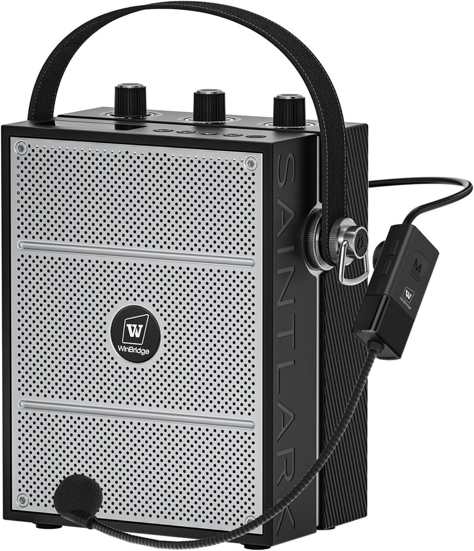 Voice Amplifier, Portable PA System with Wireless Headset Mic & Speaker, 50W Bluetooth Portable Microphone and Speaker for Teachers, Public Speaking, Events, Hands-Free Megaphone with Strap - S98