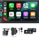 Wireless Double Din Car Stereo Apple Carplay Radio Screen for Car Audio Receivers, Bluetooth Car Play Android Auto 7" Touchscreen, Car Radio Support Bluetooth, SWC, Mirror Link, FM/AM, Type-C