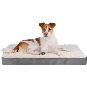 Best Pet Supplies Cute Dog Crate Mat Flat Bed with Waterproof Exterior, Thick Orthopedic Egg Foam Mattress, and Soft Sherpa Fleece Cover for Small, Medium, and Large Breeds - Gray, 30X20X3 (Dog Mat (Gray))