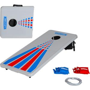Lifetime Portable Cornhole Toss Game Set with 8 Bean Bags and Storage Pouches Attached to Boards