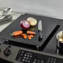 Multipurpose Tempered Glass Black Stove Cover 22 x 12 Inch  Countertop Cutting Board with Legs  Stovetop Cover to Expend Kitchen Space.