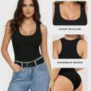 MANGOPOP Women's Tank Top Scoop Neck Bodysuit Sleeveless Racerback Body Suit Ribbed Knit Slim Fitted Soft Sexy Going Out Tops, L