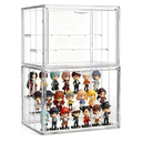 Attelite Acrylic Display Case for Collectibles, 3 Tier Figure Display Cases with 2 Movable Dividers, Clear Stackable Display Box Showcase with Magnetic Door for Action Figures
