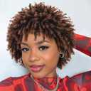 MOONSHOW Short Braided Wigs for Black Women Faux Locs Hair Wigs Short Dreadlock Wig Black Afro Curly Kinky Twist Braided Wigs Synthetic 1B Dreads Wig for Black Women