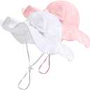 FURTALK Baby Sun Hat Toddler Beach Hats with UPF 50+ Sun Protection Wide Brim Girls Bucket Hat (6-24 Months, White+ pink)
