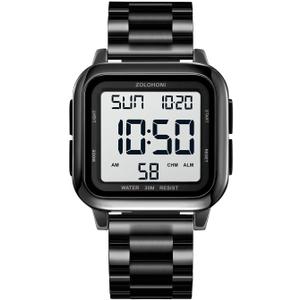 zolohoni Mens Digital Watch for Men, Stainless Steel Square Watches, Mens Wrist Watches Waterproof Large Face Dual Time Date Watch