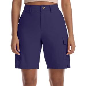 Women's Lightweight Hiking Shorts with Pockets Running Casual Cargo Shorts for Golf Travel Athletic Camping (Blue, XXL)