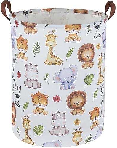 Sanjiaofen Kids Laundry Hamper,Baby Laundry Basket Animal Storage Baskets for Kids Room Decor,Nursery Hamper,Bedroom,Toy Organizer,(Cute Animal)