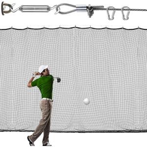 LAKNUAL Golf Practice Netting, 12X20 ft Golf Hitting Hanging Kit, Sports Practice Barrier Net for Backyard and Garage, Indoor/Outdoor DIY Sports Netting for Baseball, Hockey, Soccer