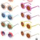 Dunzy 10 Pairs Kids Round Flower Sunglasses DIY Glasses Outdoor Eyewear for Kid with 50 Daisy 100 Random Letter Beads(Lovely Color)