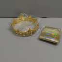 FORSEVEN King Crown for Men Crystal Pearl Wedding Tiaras Birthday Party Round Crowns Christmas Crowns (Gold&Sash)