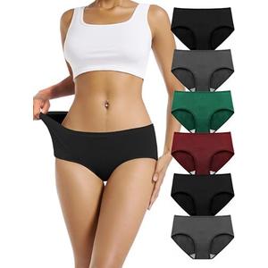 TIICHOO Underwear Women Pack Soft Cotton Mid/Low Rise Women's Panties 6 Pack, 2XL