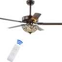 JONATHAN Y 48" Oil Rubbed Bronze 3-Light Wrought Iron LED Ceiling Fan with Remote, Traditional Glam Crystal Accents, 5 Reversible Blades, LED Bulbs Included JYL9704A