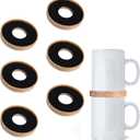 6 Pack Wooden Coffee Mug Stackers, Mug Organizer for Kitchen Cabinet,Equipped with Food Grade Non-Slip Pad,Only for Mugs with a Calibre 3.93 inches,Save Cupboard 50% Space