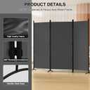 Room Divider 3-Panel Privacy Screen, Portable Screen Steel Frame with Hook&Loop for Home, Office, Classroom, Studio, Meeting (Grey)