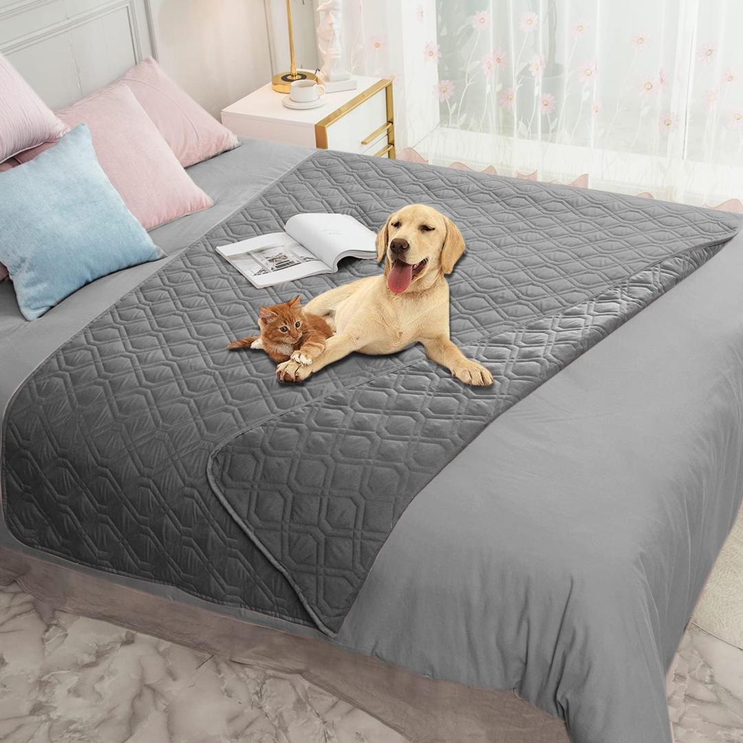 Ameritex Waterproof Blanket Reversible Dog Bed Cover Pet Blanket for Furniture Bed Couch Sofa (52x82 Inch (Pack of 1), Darkgrey)