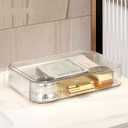 Stackable Clear Plastic Organizer Drawer | Organize Eyeshadow Palettes, Cosmetics, and Beauty Supplies on a Vanity