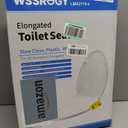 Toilet Seat Elongated, Slow Close Hinges, Four Non-Slip Bumpers, Easy to Install and Clean, Durable Plastic, White Two Sets of Mounting Parts Included