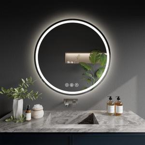 LED Bathroom Mirror 20 Inch Round Bathroom Mirror with Lights, Circle LED Mirror, Wall Mounted Lighted Bathroom with 3 Colors Brightness, Anti-Fog, Dimmable, Shatter-Proof