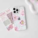 NITITOP Compatible with iPhone 14 Pro Case Clear Cute Pink Lily Blossom Floral Flowers Pattern for Girls Women Soft TPU Transparent Shockproof Protective Phone Cover - Pearl