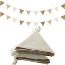 Oudain 15.5 ft Pennant Banner Flags, 2 Pcs Nursery Garland Triangle Bunting Flag Baby Banner for Nursery Decor Baby Birthday Boho Wedding Shower Party Event, Each 7.75 ft(Simple Color)