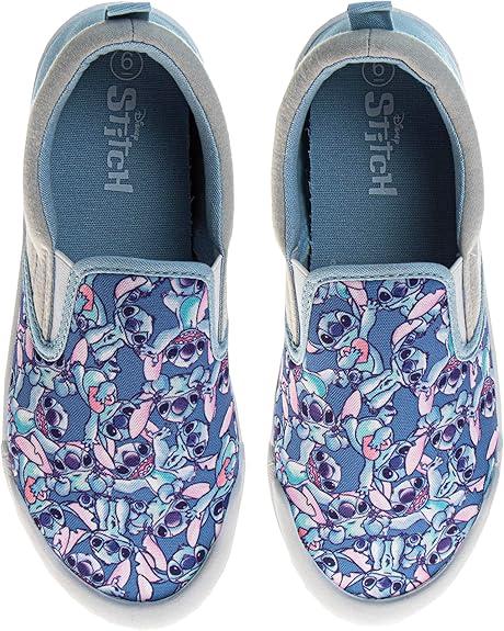 Disney Lilo and Stitch Lowtop Sneakers - Stitch Low Top Shoes Slipon Closure Cushioned Lightweight (Size 7)