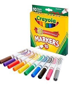 12 Packs: 10 ct. (120 Total) Crayola Classic Broad Line Markers, 6/'' x 1/'' x 5.5/''