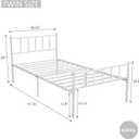 Metal Platform Twin Bed Frame with Headboard Sturdy Steel Slats Support No Box Spring Needed Easy Assembly White