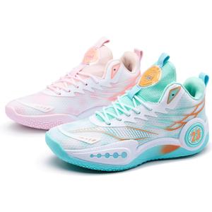 CJSPORX Women Men Basketball Shoes Non Slip Breathable Outdoor Fashion Unisex Sneakers (10 Women/11.5 Men, Green&pink-2) CJSPORX Women Men Basketball Shoes Non Slip Breathable Outdoor Fashion Unisex Sneakers (10 Women/11.5 Men, Green&pink-2)