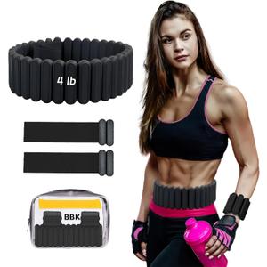 Silicone Adjustable Weighted Belt for Women & Men  DIY Weighted Walking & Exercise Belt with Removable Weights  Gym, Strength Training, Yoga, Hiking  Free Weight Adjustment for Wrist & Ankle (4lb, Black)