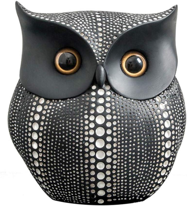 Owl Decor Statue Sculpture for Home, Office, Bookshelf,TV Stand Decoration Resin Animal Sculpture Minimalist Style Crafts Gift for Friend or Family, Animal Lovers (Black)