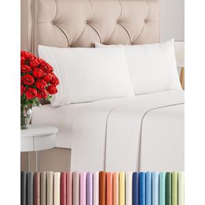 Queen Size 4 Piece Sheet Set - Comfy Breathable & Cooling Sheets - Hotel Luxury Bed Sheets for Women & Men - Deep Pockets, Easy-Fit, Extra Soft & Wrinkle Free - Antique White Oeko-Tex Bed Sheet Set