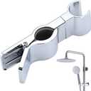 Adjustable Hand Shower Bracket for Slide Bar, Universal 20-25MM Rail Shower Head Holder Slider Clamp Bathroom Replacement 45 Degree Rotation Sprayer Holder