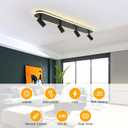 Jaycomey LED Track Lighting Fixtures Ceiling, 58W Adjustable Ceiling Spotlights with Remote, Dimmable 3000K-6500K Modern Kitchen Ceiling Light for Living Room Bedroom Dining Room Hallway Black