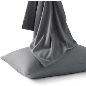 Bedsure King Size Pillow Cases Set of 2 - Dark Grey Brushed Microfiber Pillowcases 2 Pack, Super Soft Pillow Case Cover with Envelope Closure, Wrinkle, Fade and Stain Resistant, 20x36 Inches