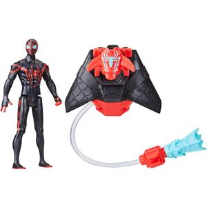 Marvel Spider-Man Aqua Web Warriors 4-Inch Miles Morales Action Figure with Refillable Water Gear Accessory, Action Figures for Boys and Girls 4 and Up