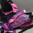 Spooktacular Creations Witch Costume Kids, Light Up Halloween Costumes Witch Dress with Hat and Broom for Girls, Sweet Wizard Set for Toddler Scary Halloween Themed Parties, Pink, 3T