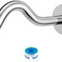 Lordear 8 Inch Chrome Curved Shower Arm Extension With Flange, T304 Stainless Steel Pipe for Rain Shower Heads