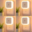 Night Lights Plug into Wall - 4-Pack Dusk to Dawn Sensor Plug in LED Nightlight 3000K Soft White Lighting, Auto-On/Off Lamp for Kids Adults Home Living Room Kitchen Bedroom Bathroom Toilet Hallway