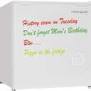 FRIGIDAIRE EFR107-WHITE, Mini Fridge for Dorm with White Board & Small Ice Freezer 1.6 Cu Ft Compact Refrigerator, White