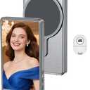 Wireless Selfie Monitor Screen for iPhone Magnetic Mount Vlog Live Stream Rear Back Camera Wireless Connection with Remote Control, Compatible with iPhone Samsung Galaxy, and More (Grey)