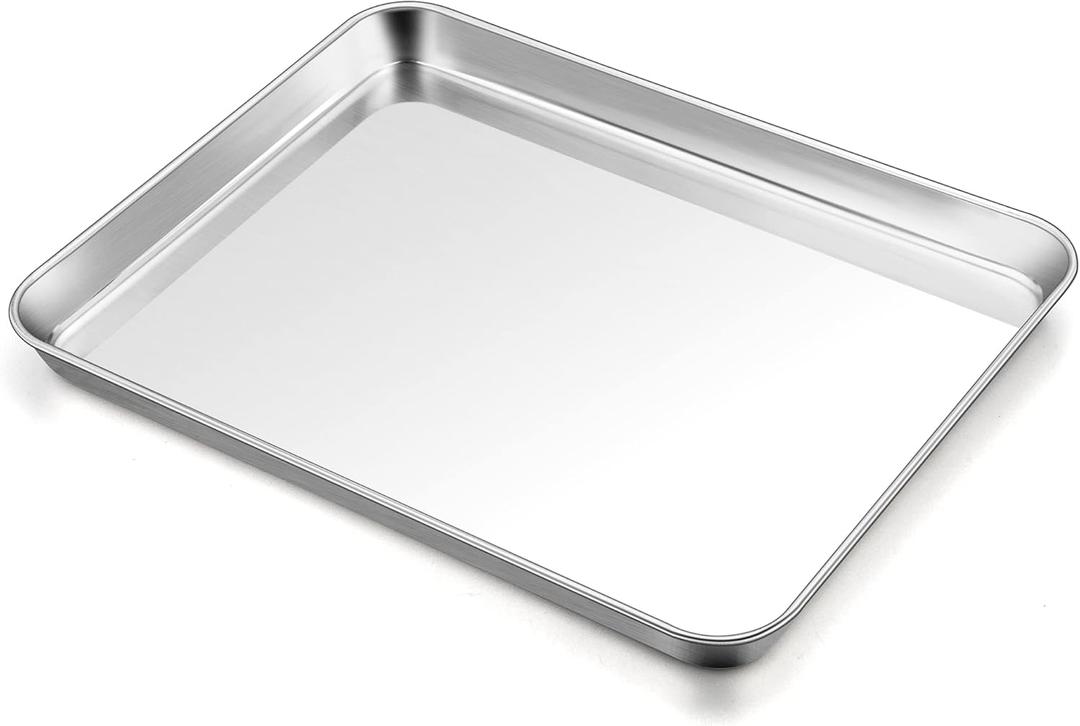 TeamFar Baking Sheet, 17.6 x 13 x 1 Stainless Steel Large Cookie Sheet Baking Tray Pan for Oven, Non-Toxic & Healthy, Rust Free & Heavy Duty, Mirror Finish & Dishwasher Safe