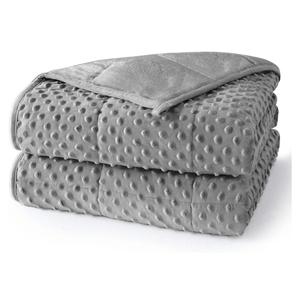 UINIU Weighted Blanket for Adults Queen Size 15 lbs, Soft Cooling Minky Dot Heavy Breathable Blanket for AllSeason, Washable Weighted Throw with Glass Beads, 60 x 80 Inches, Grey